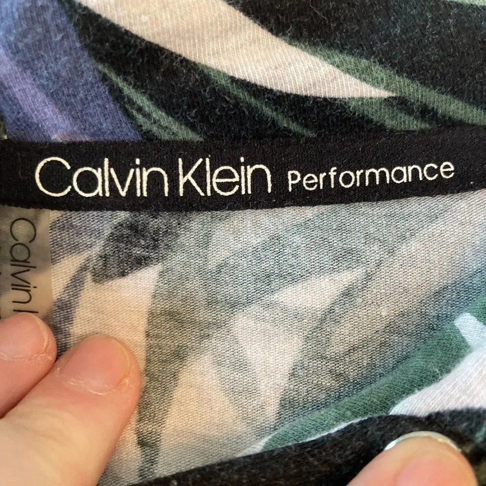 Calvin Klein Hoodie w/Pink Parrots & Leaf print, slouchy lightweight